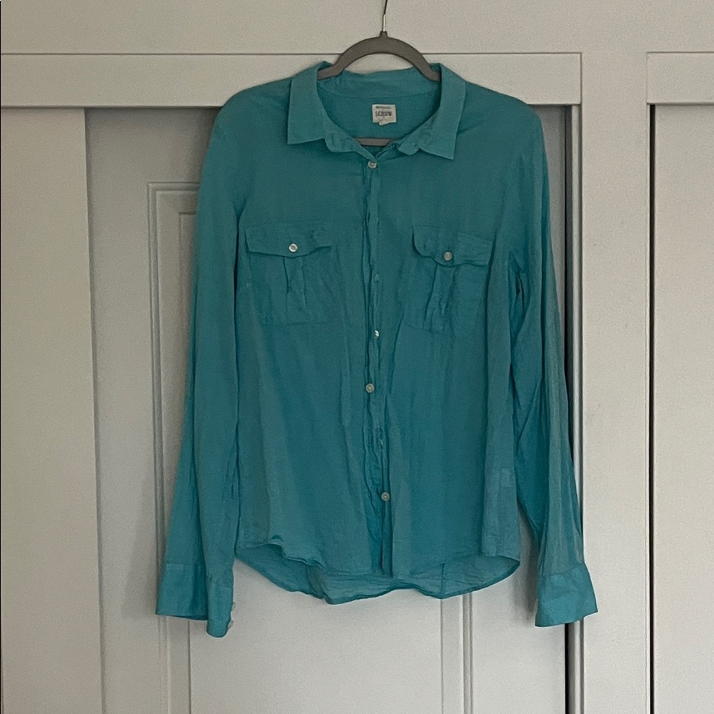 J. Crew Aqua Button-Up Shirt